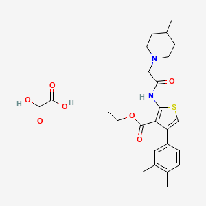 ethyl 4-(3,4-dimethylphenyl)-2-[2-(4-methylpiperidin-1-yl)acetamido]thiophene-3-carboxylate; oxalic acid