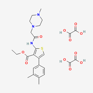 molecular formula C26H33N3O11S B6525647 ethyl 4-(3,4-dimethylphenyl)-2-[2-(4-methylpiperazin-1-yl)acetamido]thiophene-3-carboxylate; bis(oxalic acid) CAS No. 1135016-62-4
