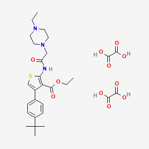 ethyl 4-(4-tert-butylphenyl)-2-[2-(4-ethylpiperazin-1-yl)acetamido]thiophene-3-carboxylate; bis(oxalic acid)