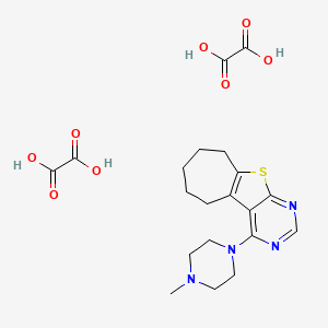 molecular formula C20H26N4O8S B6525677 3-(4-methylpiperazin-1-yl)-8-thia-4,6-diazatricyclo[7.5.0.0^{2,7}]tetradeca-1(9),2(7),3,5-tetraene; bis(oxalic acid) CAS No. 1135016-75-9