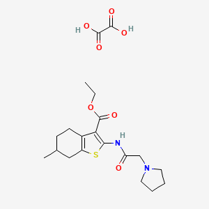molecular formula C20H28N2O7S B6525686 ethyl 6-methyl-2-[2-(pyrrolidin-1-yl)acetamido]-4,5,6,7-tetrahydro-1-benzothiophene-3-carboxylate; oxalic acid CAS No. 1135017-69-4