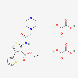 molecular formula C22H27N3O11S2 B6525717 ethyl 5'-[2-(4-methylpiperazin-1-yl)acetamido]-[2,3'-bithiophene]-4'-carboxylate; bis(oxalic acid) CAS No. 1051931-32-8