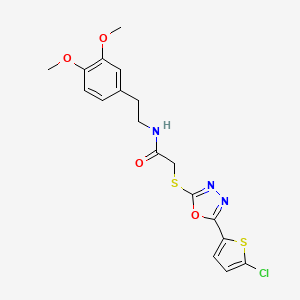 molecular formula C18H18ClN3O4S2 B6525768 2-{[5-(5-chlorothiophen-2-yl)-1,3,4-oxadiazol-2-yl]sulfanyl}-N-[2-(3,4-dimethoxyphenyl)ethyl]acetamide CAS No. 1011881-34-7
