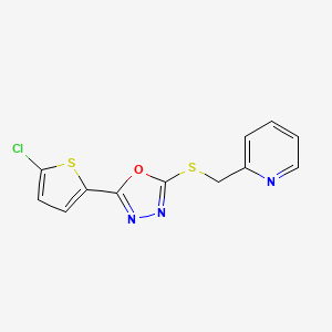 molecular formula C12H8ClN3OS2 B6525778 2-({[5-(5-chlorothiophen-2-yl)-1,3,4-oxadiazol-2-yl]sulfanyl}methyl)pyridine CAS No. 1011908-34-1