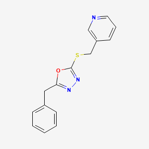 molecular formula C15H13N3OS B6525785 3-{[(5-benzyl-1,3,4-oxadiazol-2-yl)sulfanyl]methyl}pyridine CAS No. 1011657-07-0