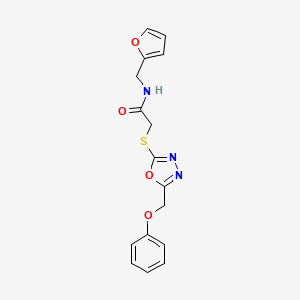 molecular formula C16H15N3O4S B6525788 N-[(furan-2-yl)methyl]-2-{[5-(phenoxymethyl)-1,3,4-oxadiazol-2-yl]sulfanyl}acetamide CAS No. 919264-35-0