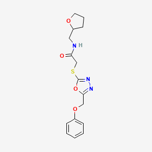 molecular formula C16H19N3O4S B6525791 N-[(oxolan-2-yl)methyl]-2-{[5-(phenoxymethyl)-1,3,4-oxadiazol-2-yl]sulfanyl}acetamide CAS No. 948263-58-9