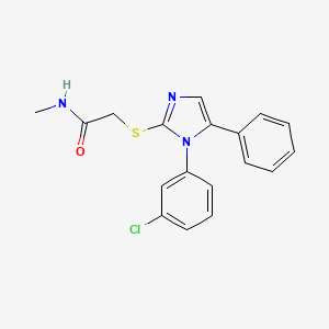 molecular formula C18H16ClN3OS B6525910 2-{[1-(3-chlorophenyl)-5-phenyl-1H-imidazol-2-yl]sulfanyl}-N-methylacetamide CAS No. 1014196-04-3