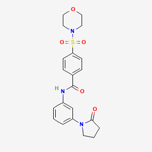 molecular formula C21H23N3O5S B6525917 4-(morpholine-4-sulfonyl)-N-[3-(2-oxopyrrolidin-1-yl)phenyl]benzamide CAS No. 1014950-00-5