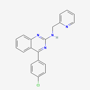 molecular formula C20H15ClN4 B6525975 4-(4-chlorophenyl)-N-[(pyridin-2-yl)methyl]quinazolin-2-amine CAS No. 1016491-24-9
