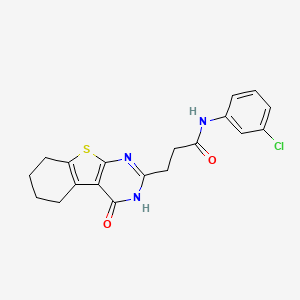 molecular formula C19H18ClN3O2S B6525983 N-(3-chlorophenyl)-3-{3-oxo-8-thia-4,6-diazatricyclo[7.4.0.0^{2,7}]trideca-1(9),2(7),5-trien-5-yl}propanamide CAS No. 1016156-24-3