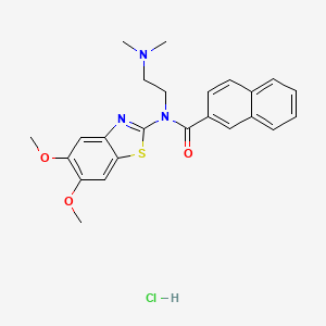 molecular formula C24H26ClN3O3S B6526034 N-(5,6-dimethoxy-1,3-benzothiazol-2-yl)-N-[2-(dimethylamino)ethyl]naphthalene-2-carboxamide hydrochloride CAS No. 1135224-30-4