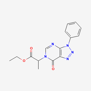 molecular formula C15H15N5O3 B6526039 ethyl 2-{7-oxo-3-phenyl-3H,6H,7H-[1,2,3]triazolo[4,5-d]pyrimidin-6-yl}propanoate CAS No. 892479-59-3