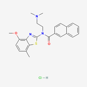 molecular formula C24H26ClN3O2S B6526090 N-[2-(dimethylamino)ethyl]-N-(4-methoxy-7-methyl-1,3-benzothiazol-2-yl)naphthalene-2-carboxamide hydrochloride CAS No. 1135226-35-5