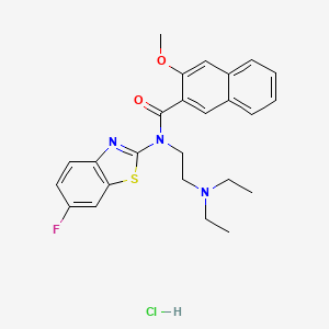 molecular formula C25H27ClFN3O2S B6526092 N-[2-(diethylamino)ethyl]-N-(6-fluoro-1,3-benzothiazol-2-yl)-3-methoxynaphthalene-2-carboxamide hydrochloride CAS No. 1135225-17-0
