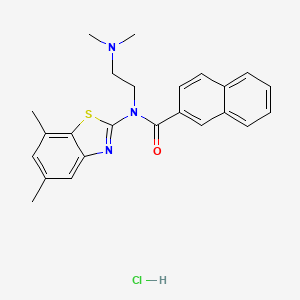 molecular formula C24H26ClN3OS B6526116 N-(5,7-dimethyl-1,3-benzothiazol-2-yl)-N-[2-(dimethylamino)ethyl]naphthalene-2-carboxamide hydrochloride CAS No. 1135226-96-8