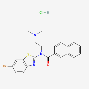 molecular formula C22H21BrClN3OS B6526125 N-(6-bromo-1,3-benzothiazol-2-yl)-N-[2-(dimethylamino)ethyl]naphthalene-2-carboxamide hydrochloride CAS No. 1135227-06-3