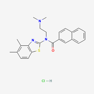 molecular formula C24H26ClN3OS B6526147 N-(4,5-dimethyl-1,3-benzothiazol-2-yl)-N-[2-(dimethylamino)ethyl]naphthalene-2-carboxamide hydrochloride CAS No. 1135226-15-1