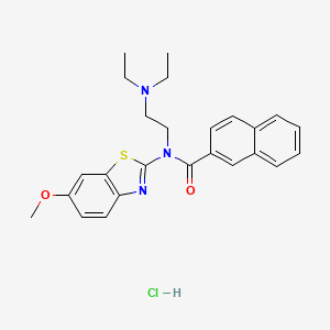molecular formula C25H28ClN3O2S B6526148 N-[2-(diethylamino)ethyl]-N-(6-methoxy-1,3-benzothiazol-2-yl)naphthalene-2-carboxamide hydrochloride CAS No. 1135227-41-6