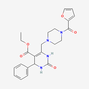 molecular formula C23H26N4O5 B6526184 ethyl 6-{[4-(furan-2-carbonyl)piperazin-1-yl]methyl}-2-oxo-4-phenyl-1,2,3,4-tetrahydropyrimidine-5-carboxylate CAS No. 904456-43-5