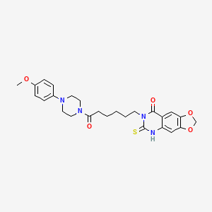 molecular formula C26H30N4O5S B6526195 7-{6-[4-(4-methoxyphenyl)piperazin-1-yl]-6-oxohexyl}-6-sulfanylidene-2H,5H,6H,7H,8H-[1,3]dioxolo[4,5-g]quinazolin-8-one CAS No. 688054-08-2