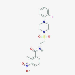 molecular formula C20H23FN4O5S B6526200 N-(2-{[4-(2-fluorophenyl)piperazin-1-yl]sulfonyl}ethyl)-2-methyl-3-nitrobenzamide CAS No. 904827-45-8