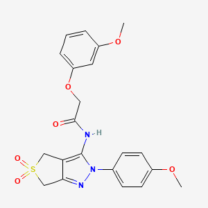 molecular formula C21H21N3O6S B6526239 2-(3-methoxyphenoxy)-N-[2-(4-methoxyphenyl)-5,5-dioxo-2H,4H,6H-5lambda6-thieno[3,4-c]pyrazol-3-yl]acetamide CAS No. 893937-96-7