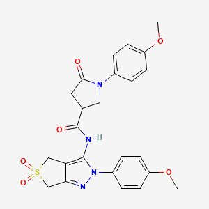 molecular formula C24H24N4O6S B6526247 1-(4-methoxyphenyl)-N-[2-(4-methoxyphenyl)-5,5-dioxo-2H,4H,6H-5lambda6-thieno[3,4-c]pyrazol-3-yl]-5-oxopyrrolidine-3-carboxamide CAS No. 893939-33-8