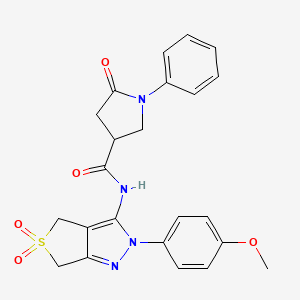 molecular formula C23H22N4O5S B6526253 N-[2-(4-methoxyphenyl)-5,5-dioxo-2H,4H,6H-5lambda6-thieno[3,4-c]pyrazol-3-yl]-5-oxo-1-phenylpyrrolidine-3-carboxamide CAS No. 893939-12-3