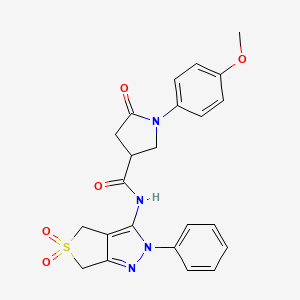 N-{5,5-dioxo-2-phenyl-2H,4H,6H-5lambda6-thieno[3,4-c]pyrazol-3-yl}-1-(4-methoxyphenyl)-5-oxopyrrolidine-3-carboxamide