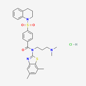 molecular formula C30H35ClN4O3S2 B6526287 N-(5,7-dimethyl-1,3-benzothiazol-2-yl)-N-[3-(dimethylamino)propyl]-4-(1,2,3,4-tetrahydroquinoline-1-sulfonyl)benzamide hydrochloride CAS No. 1135220-82-4
