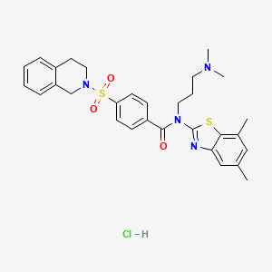 molecular formula C30H35ClN4O3S2 B6526296 N-(5,7-dimethyl-1,3-benzothiazol-2-yl)-N-[3-(dimethylamino)propyl]-4-(1,2,3,4-tetrahydroisoquinoline-2-sulfonyl)benzamide hydrochloride CAS No. 1135221-22-5