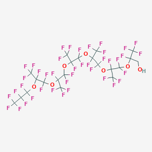 molecular formula C21H3F41O7 B065263 2,3,3,3-Tetrafluoro-2-[1,1,2,3,3,3-hexafluoro-2-[1,1,2,3,3,3-hexafluoro-2-[1,1,2,3,3,3-hexafluoro-2-[1,1,2,3,3,3-hexafluoro-2-[1,1,2,3,3,3-hexafluoro-2-(1,1,2,2,3,3,3-heptafluoropropoxy)propoxy]propoxy]propoxy]propoxy]propoxy]propan-1-ol CAS No. 167631-99-4