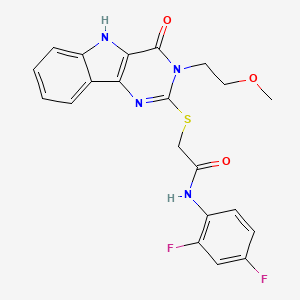 molecular formula C21H18F2N4O3S B6526321 N-(2,4-difluorophenyl)-2-{[3-(2-methoxyethyl)-4-oxo-3H,4H,5H-pyrimido[5,4-b]indol-2-yl]sulfanyl}acetamide CAS No. 888437-63-6