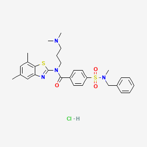 molecular formula C29H35ClN4O3S2 B6526328 4-[benzyl(methyl)sulfamoyl]-N-(5,7-dimethyl-1,3-benzothiazol-2-yl)-N-[3-(dimethylamino)propyl]benzamide hydrochloride CAS No. 1135222-78-4