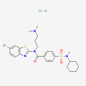 molecular formula C26H34BrClN4O3S2 B6526342 N-(6-bromo-1,3-benzothiazol-2-yl)-4-[cyclohexyl(methyl)sulfamoyl]-N-[3-(dimethylamino)propyl]benzamide hydrochloride CAS No. 1135226-34-4