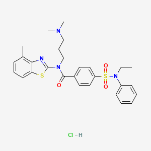 molecular formula C28H33ClN4O3S2 B6526361 N-[3-(dimethylamino)propyl]-4-[ethyl(phenyl)sulfamoyl]-N-(4-methyl-1,3-benzothiazol-2-yl)benzamide hydrochloride CAS No. 1135226-47-9