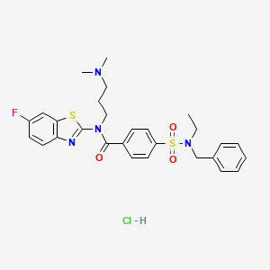 molecular formula C28H32ClFN4O3S2 B6526376 4-[benzyl(ethyl)sulfamoyl]-N-[3-(dimethylamino)propyl]-N-(6-fluoro-1,3-benzothiazol-2-yl)benzamide hydrochloride CAS No. 1135227-33-6