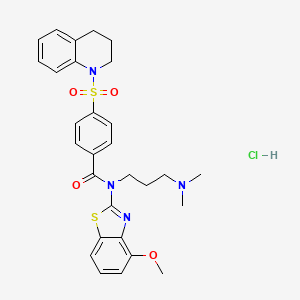 molecular formula C29H33ClN4O4S2 B6526383 N-[3-(dimethylamino)propyl]-N-(4-methoxy-1,3-benzothiazol-2-yl)-4-(1,2,3,4-tetrahydroquinoline-1-sulfonyl)benzamide hydrochloride CAS No. 1135227-91-6