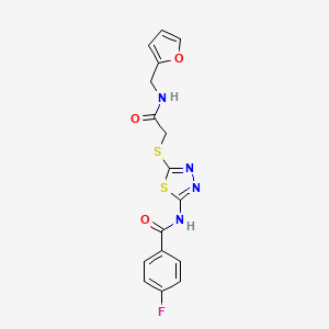 molecular formula C16H13FN4O3S2 B6526384 4-fluoro-N-{5-[({[(furan-2-yl)methyl]carbamoyl}methyl)sulfanyl]-1,3,4-thiadiazol-2-yl}benzamide CAS No. 1135228-14-6