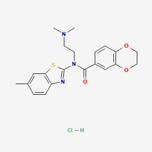 molecular formula C21H24ClN3O3S B6526396 N-[2-(dimethylamino)ethyl]-N-(6-methyl-1,3-benzothiazol-2-yl)-2,3-dihydro-1,4-benzodioxine-6-carboxamide hydrochloride CAS No. 1135134-07-4