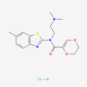 molecular formula C17H22ClN3O3S B6526399 N-[2-(dimethylamino)ethyl]-N-(6-methyl-1,3-benzothiazol-2-yl)-5,6-dihydro-1,4-dioxine-2-carboxamide hydrochloride CAS No. 1135134-29-0