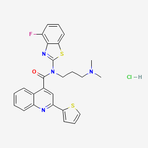 molecular formula C26H24ClFN4OS2 B6526409 N-[3-(dimethylamino)propyl]-N-(4-fluoro-1,3-benzothiazol-2-yl)-2-(thiophen-2-yl)quinoline-4-carboxamide hydrochloride CAS No. 1135200-52-0