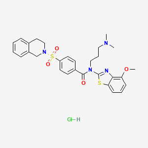 molecular formula C29H33ClN4O4S2 B6526435 N-[3-(dimethylamino)propyl]-N-(4-methoxy-1,3-benzothiazol-2-yl)-4-(1,2,3,4-tetrahydroisoquinoline-2-sulfonyl)benzamide hydrochloride CAS No. 1135136-98-9
