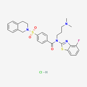 molecular formula C28H30ClFN4O3S2 B6526443 N-[3-(dimethylamino)propyl]-N-(4-fluoro-1,3-benzothiazol-2-yl)-4-(1,2,3,4-tetrahydroisoquinoline-2-sulfonyl)benzamide hydrochloride CAS No. 1135137-29-9