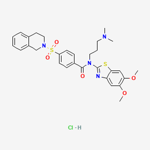 molecular formula C30H35ClN4O5S2 B6526455 N-(5,6-dimethoxy-1,3-benzothiazol-2-yl)-N-[3-(dimethylamino)propyl]-4-(1,2,3,4-tetrahydroisoquinoline-2-sulfonyl)benzamide hydrochloride CAS No. 1135137-95-9
