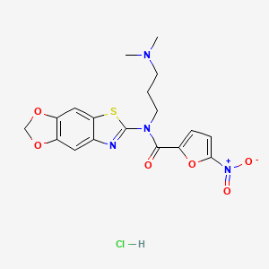 molecular formula C18H19ClN4O6S B6526466 N-[3-(dimethylamino)propyl]-N-{4,6-dioxa-10-thia-12-azatricyclo[7.3.0.0^{3,7}]dodeca-1(9),2,7,11-tetraen-11-yl}-5-nitrofuran-2-carboxamide hydrochloride CAS No. 1135194-41-0
