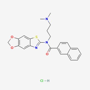 molecular formula C24H24ClN3O3S B6526478 N-[3-(dimethylamino)propyl]-N-{4,6-dioxa-10-thia-12-azatricyclo[7.3.0.0^{3,7}]dodeca-1(9),2,7,11-tetraen-11-yl}naphthalene-2-carboxamide hydrochloride CAS No. 1135194-73-8