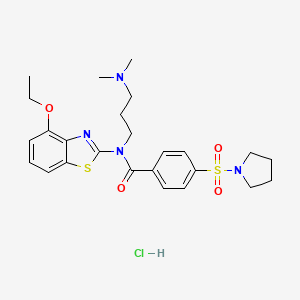 molecular formula C25H33ClN4O4S2 B6526487 N-[3-(dimethylamino)propyl]-N-(4-ethoxy-1,3-benzothiazol-2-yl)-4-(pyrrolidine-1-sulfonyl)benzamide hydrochloride CAS No. 1135195-70-8