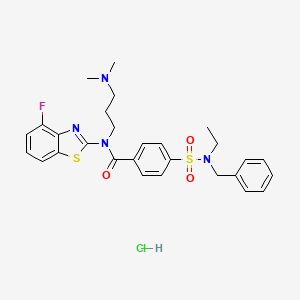 molecular formula C28H32ClFN4O3S2 B6526497 4-[benzyl(ethyl)sulfamoyl]-N-[3-(dimethylamino)propyl]-N-(4-fluoro-1,3-benzothiazol-2-yl)benzamide hydrochloride CAS No. 1135139-65-9